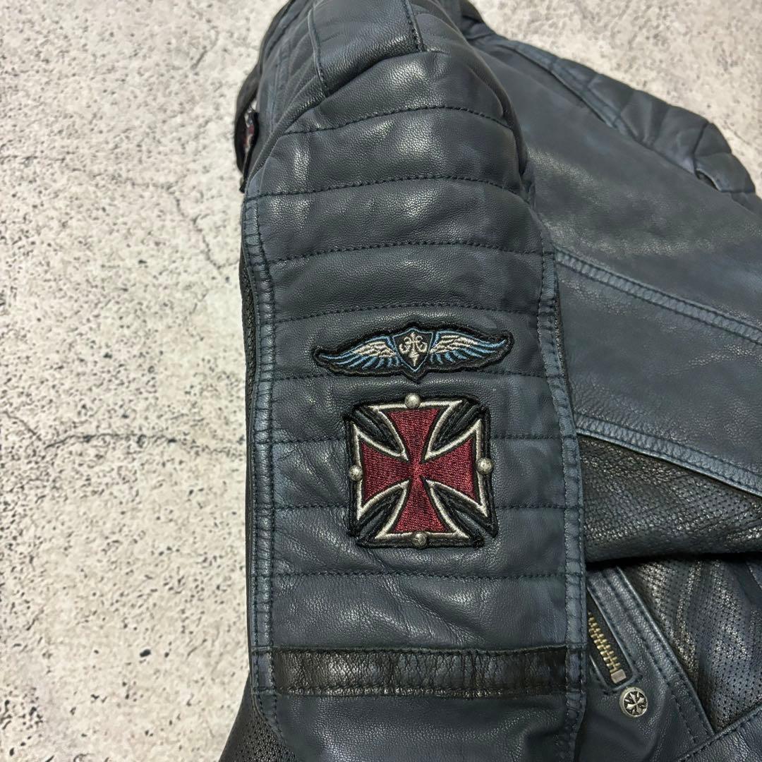 アフリクション　レザージャケット　パシフィックブルー　レースアップ　限定品