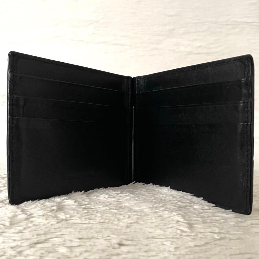 美品⭐️ボッテガヴェネタ イントレチャート マネークリップ 折り財布 レザー 黒