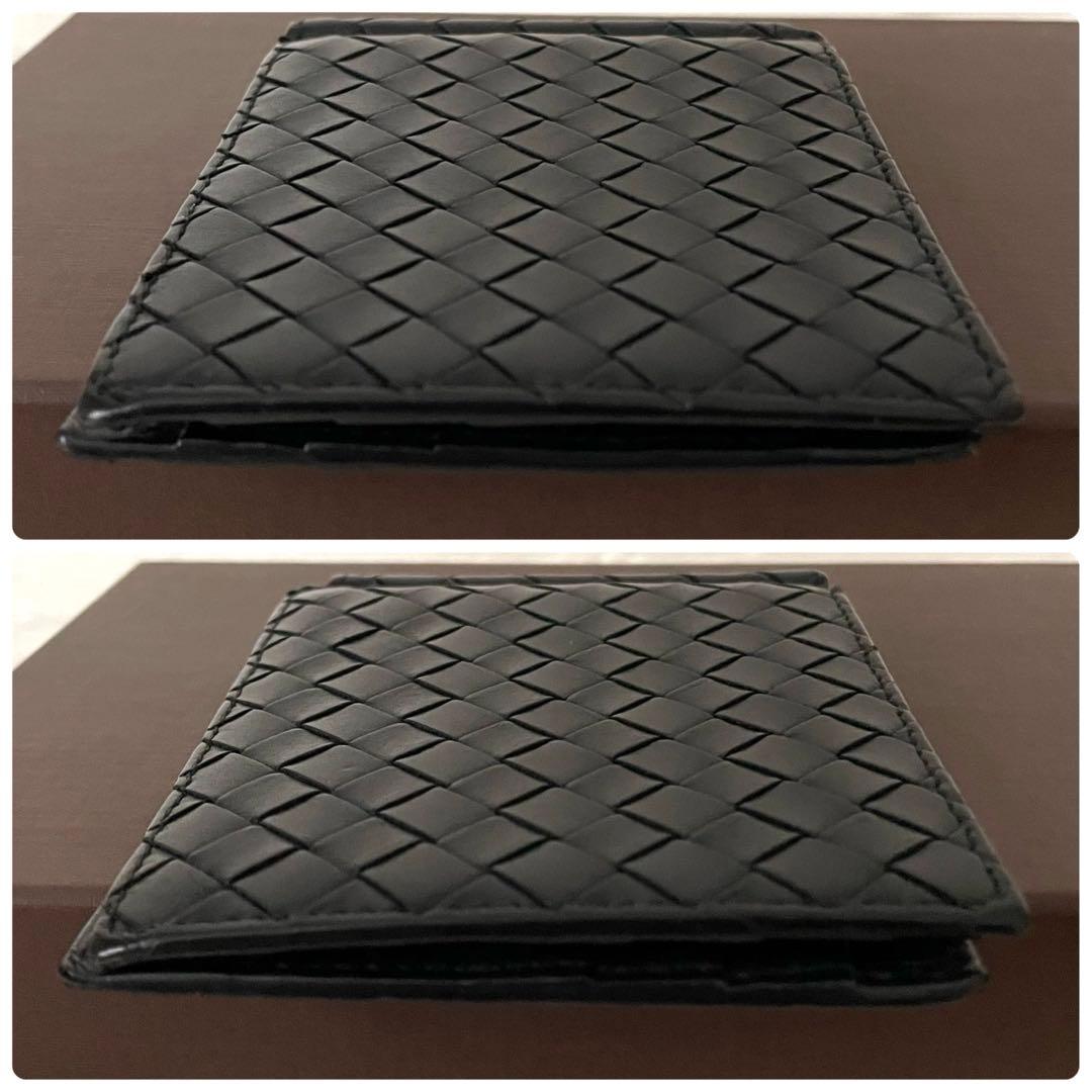美品⭐️ボッテガヴェネタ イントレチャート マネークリップ 折り財布 レザー 黒