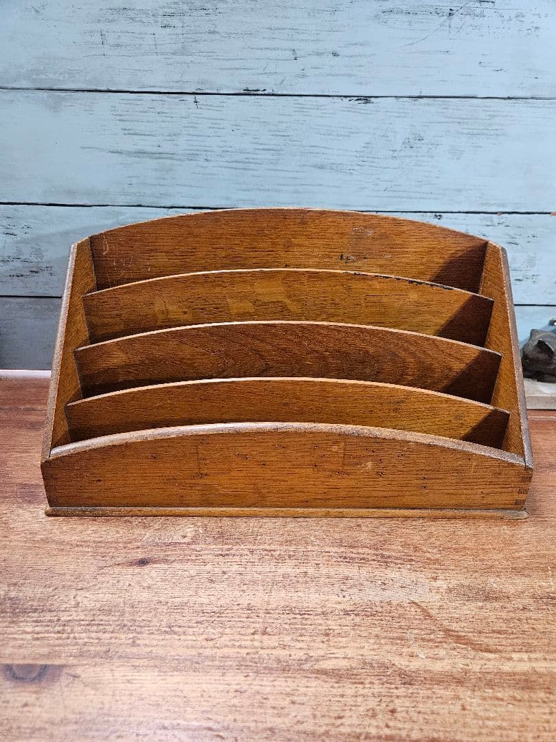 フランスヴィンテージ 木製のレターラック スタンド 手紙 書類立て 卓上 書斎