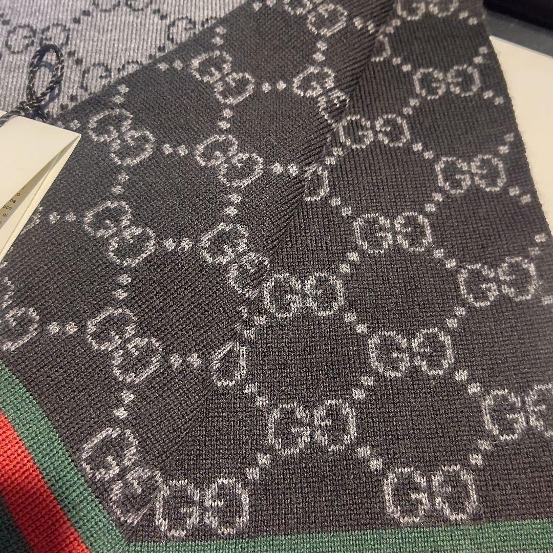 ❤極美品箱付き❤GUCCI マフラー ストール スカーフ❤黒&グレー❤
