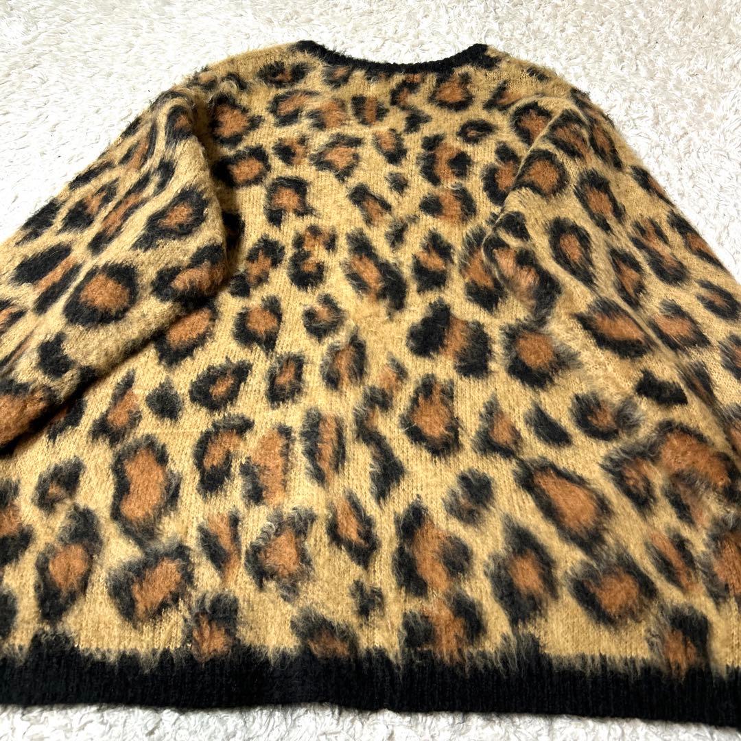 【極美品】UNIVERD72 ニットカーディガン ヒョウ柄 モヘアタッチXL