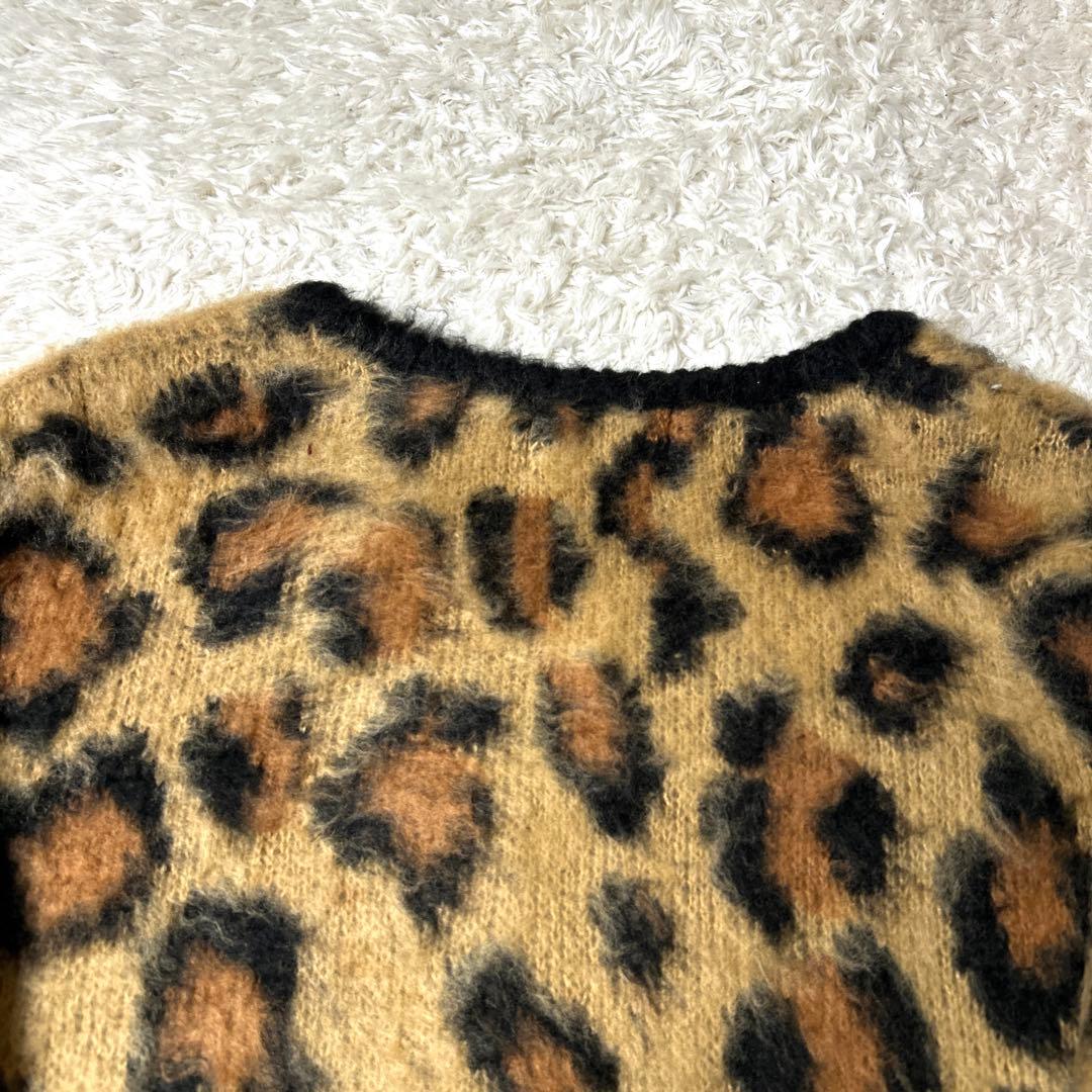 【極美品】UNIVERD72 ニットカーディガン ヒョウ柄 モヘアタッチXL