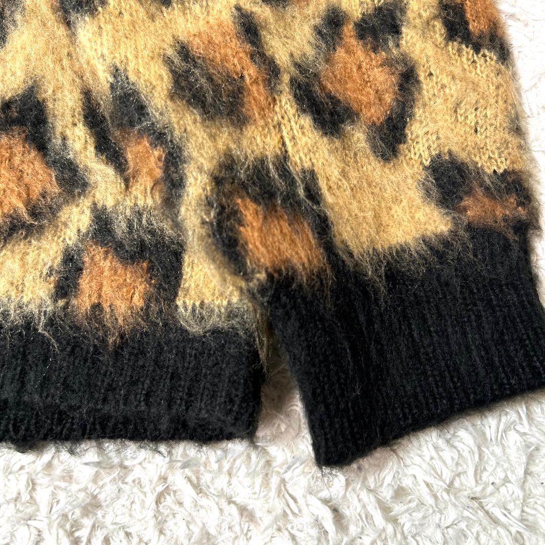 【極美品】UNIVERD72 ニットカーディガン ヒョウ柄 モヘアタッチXL