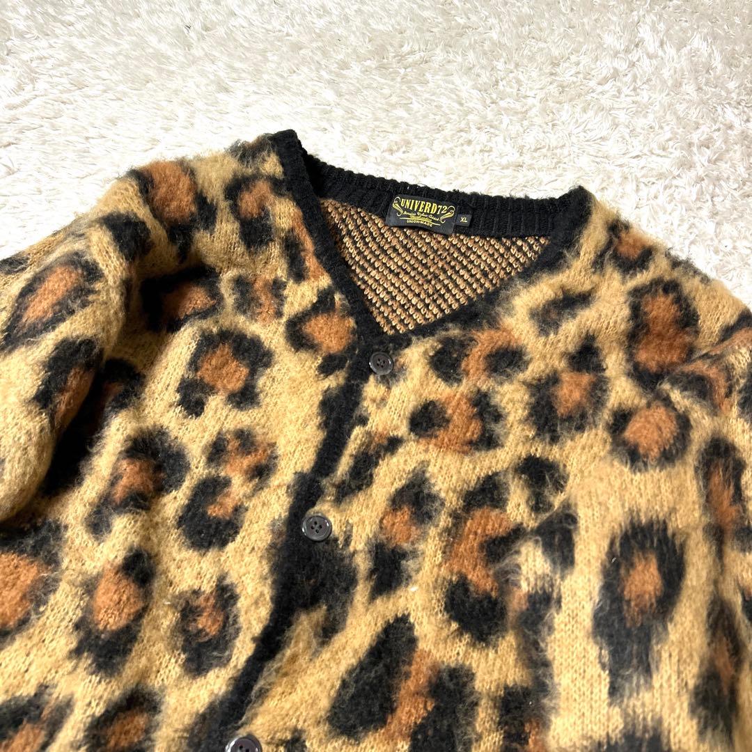 【極美品】UNIVERD72 ニットカーディガン ヒョウ柄 モヘアタッチXL