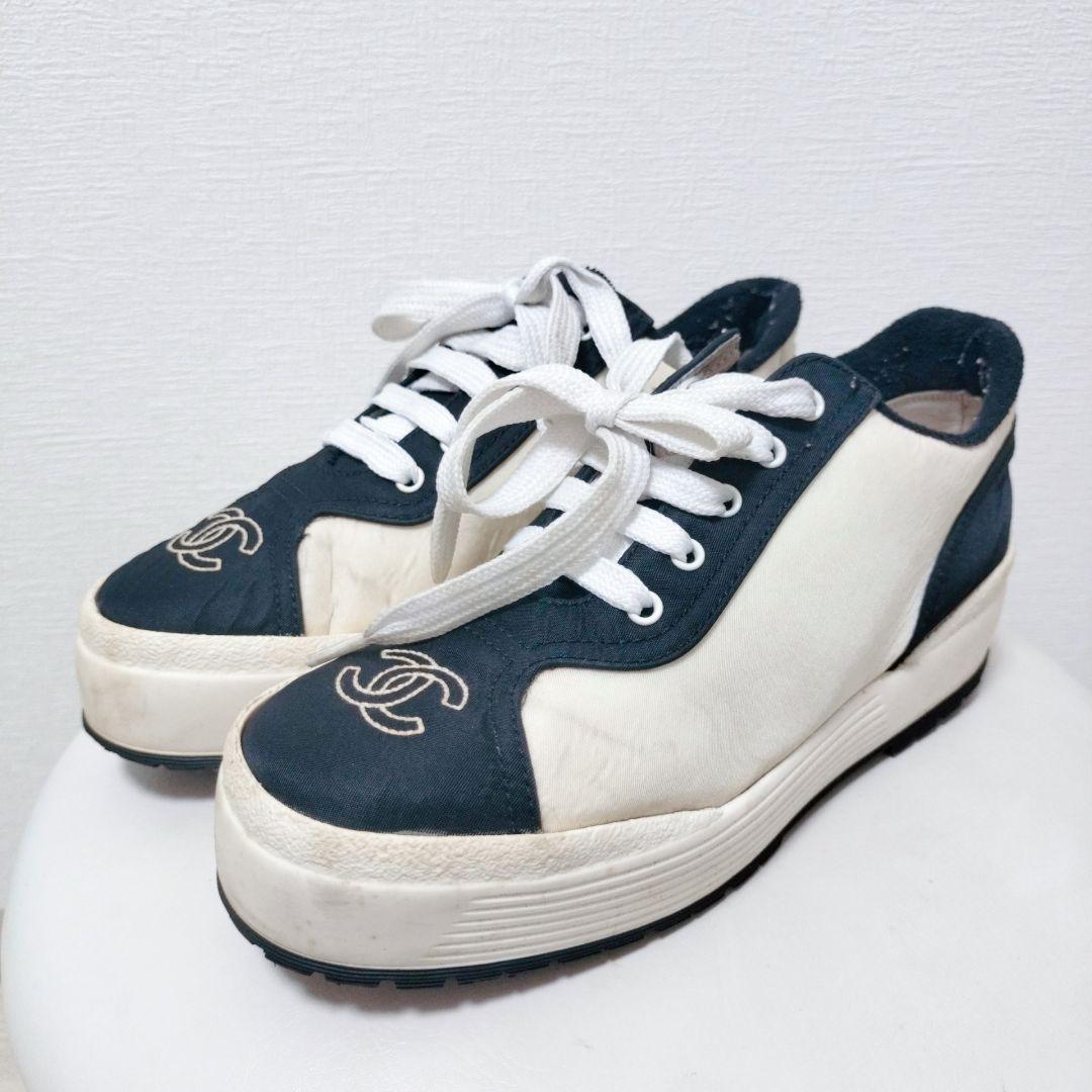 最終！【CHANEL】シャネル バイカラースニーカー サイズ36