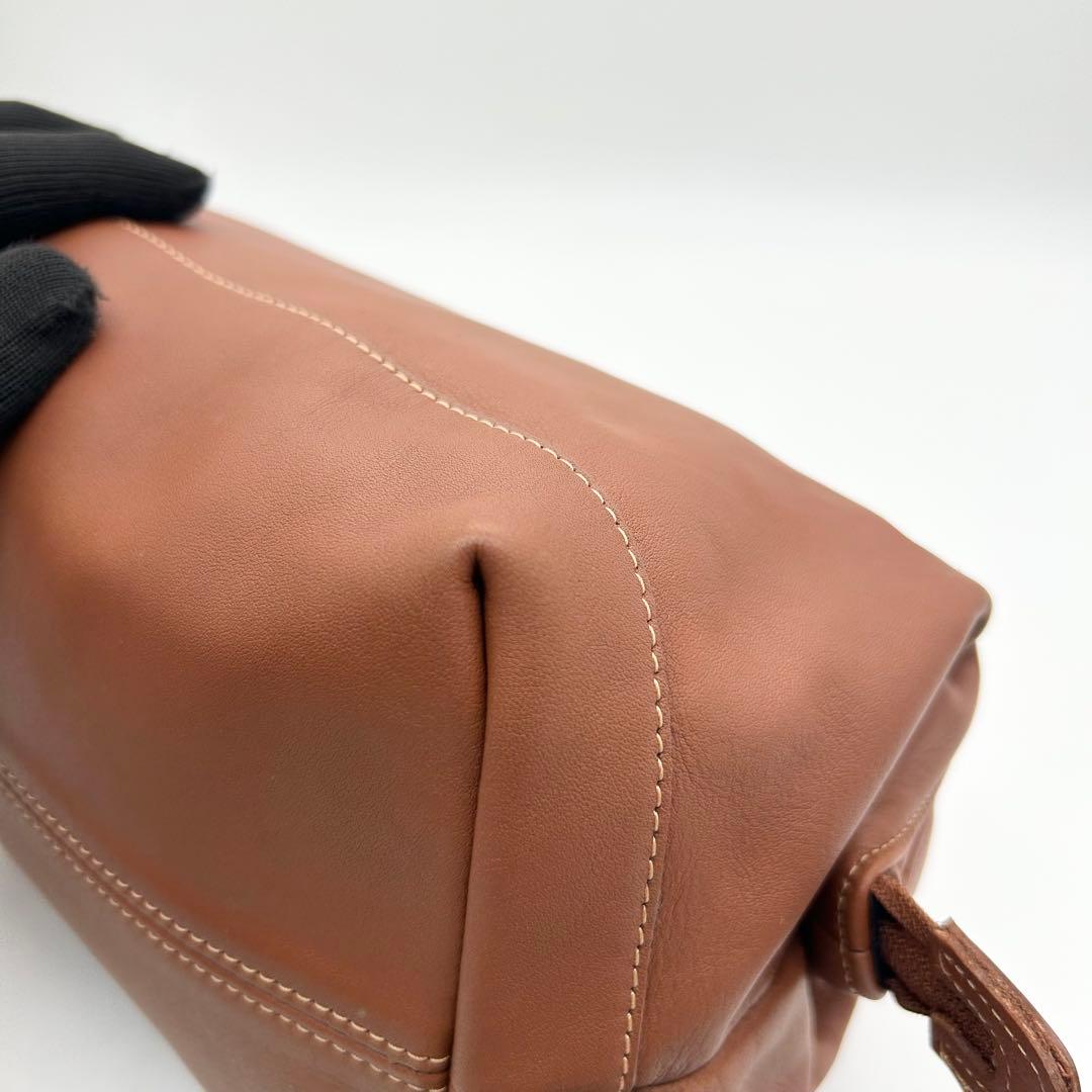 美品　オールドコーチ　クラッチバッグ　ポーチ　オールレザー　ブラウン