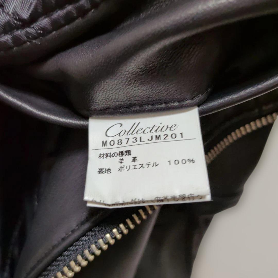 メンズビギ　コレクティブ　シングルライダース　羊革　レザージャケット　黒　S