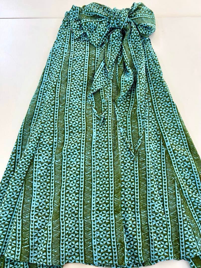 【NOANOAハワイ】サッシュドレス Sサイズ 水色/グリーン