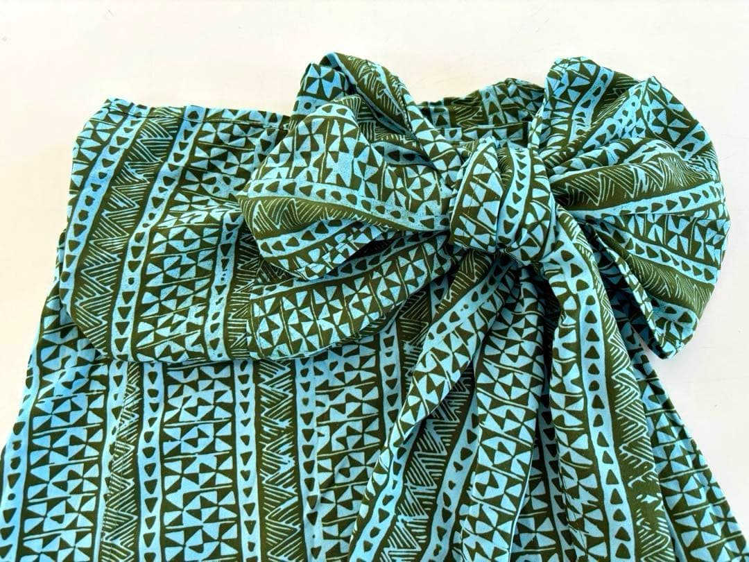 【NOANOAハワイ】サッシュドレス Sサイズ 水色/グリーン