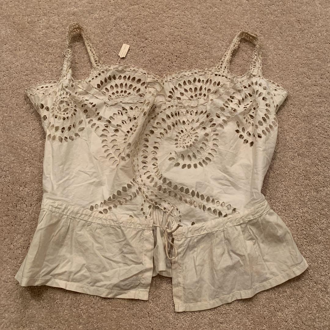 アンティークレース　エプロン　1850年代　broderie Anglaise