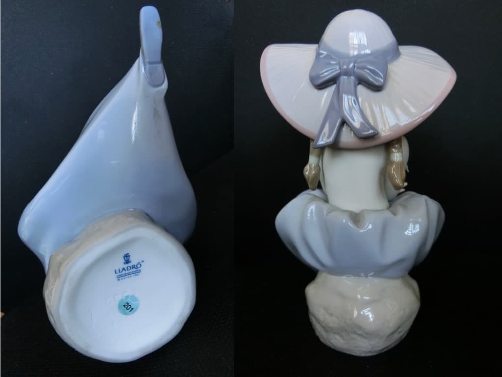 Lladro 花籠を持つ少女/花の香りにつつまれて