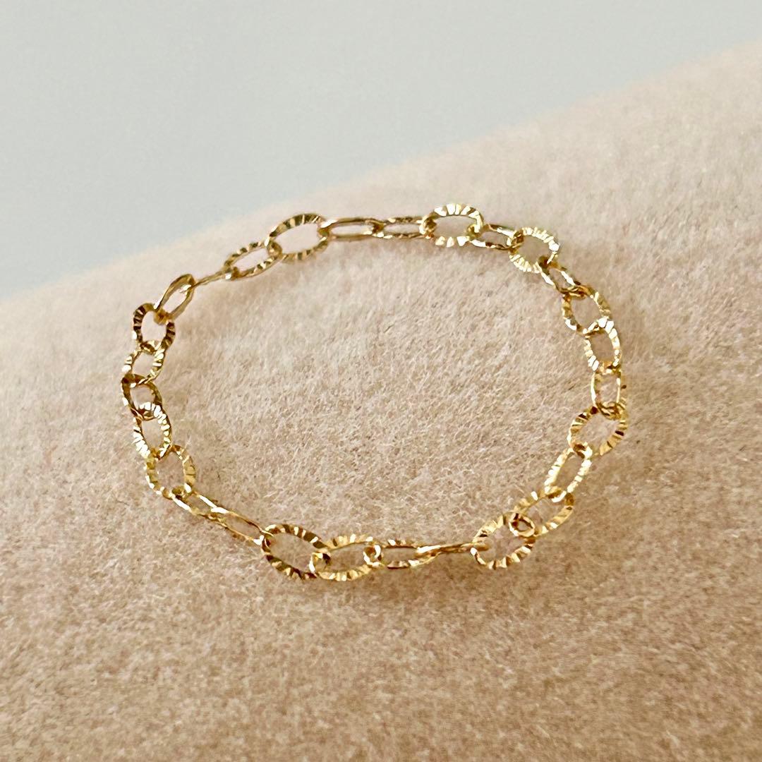 新品 日本製 18金 K18 チェーンリング 11号 PL