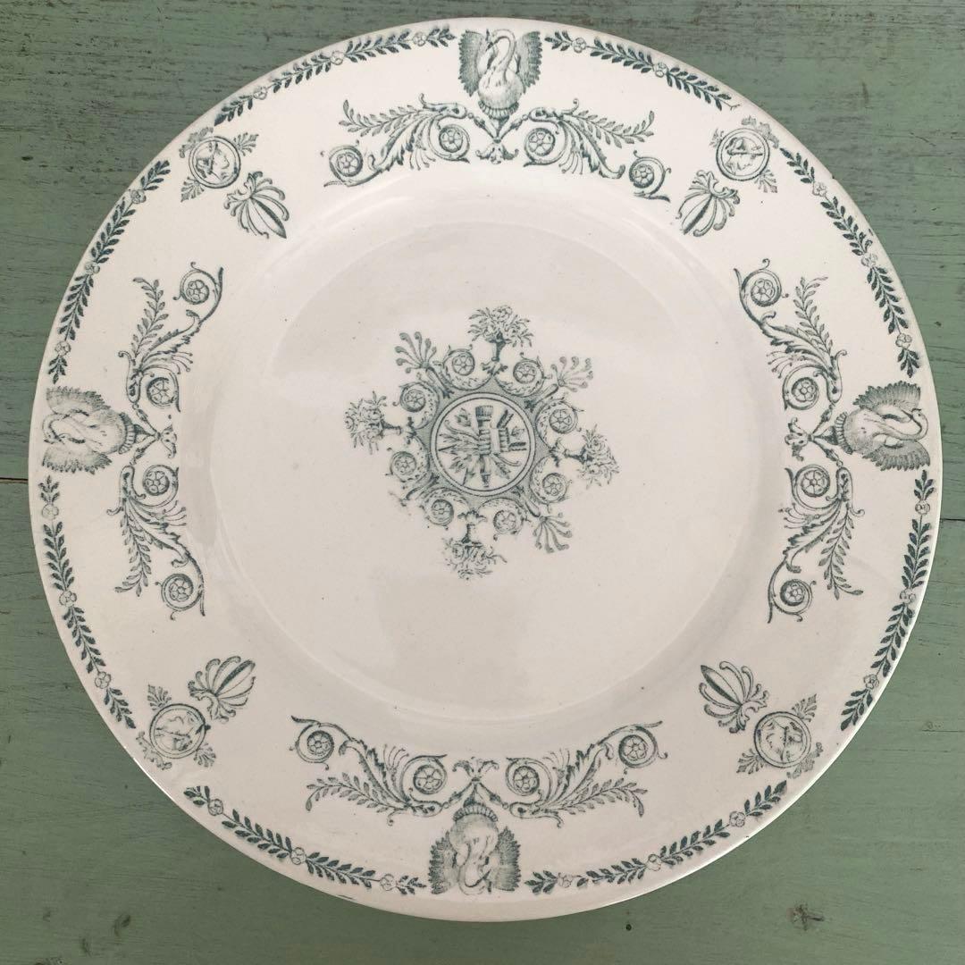 リュネヴィル　lunéville 白鳥やカメオ柄のプレート　フランスアンティーク