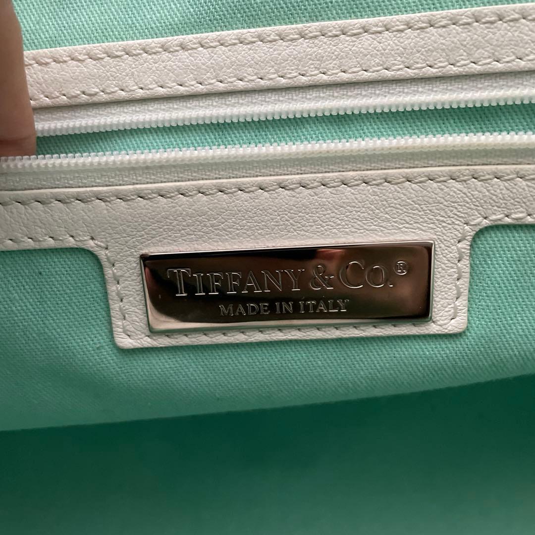 ティファニー キャンバス レザー トートバッグ ホワイト