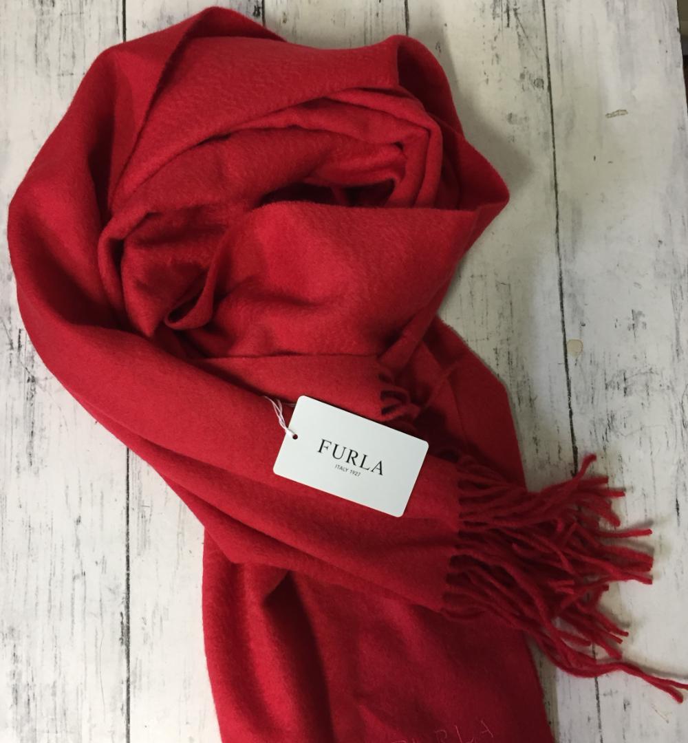 未使用　FURLA フルラ ストール マフラー 大判 カシミヤ100% レッド