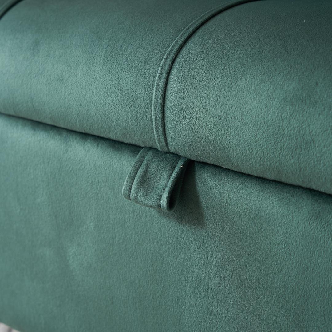 グリーン ソファー 2人掛け ソファ 収納付き クッション4個付き金属脚付き