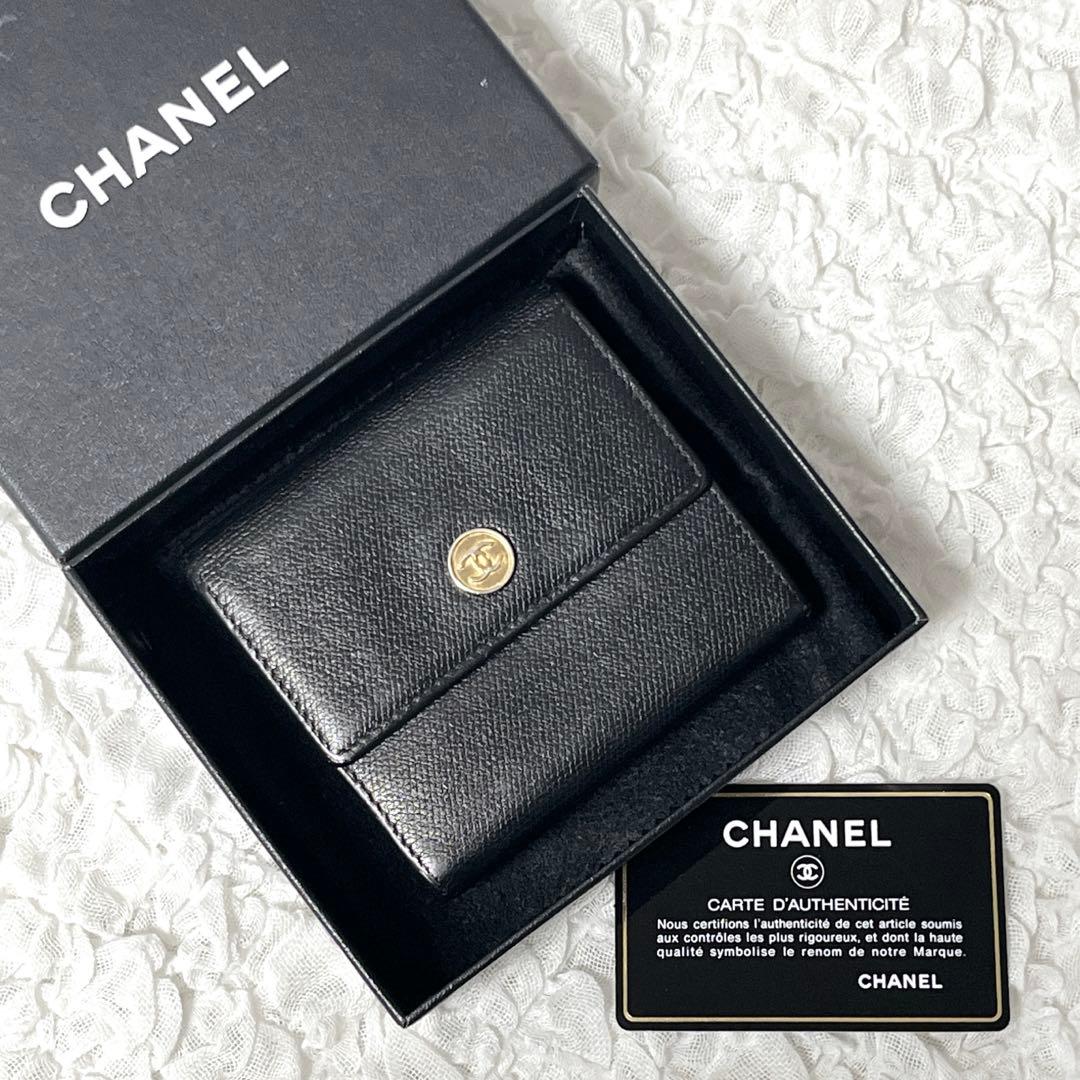 美品✨CHANEL シャネル　Wホック　財布 ココボタン　コンパクト　ウォレット