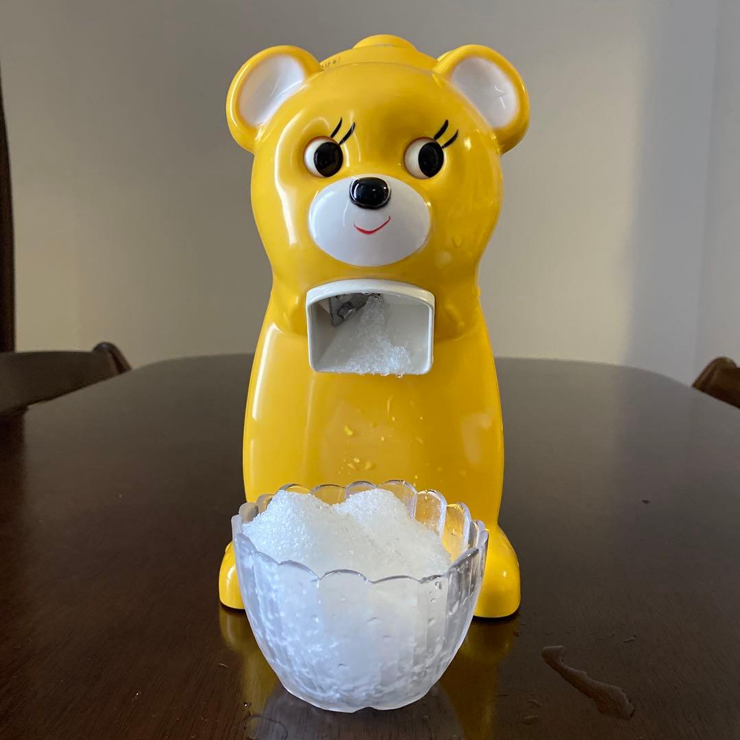 【美品当時物】タイガー 氷削り器 きょろちゃん かき氷機　イエロー　昭和レトロ