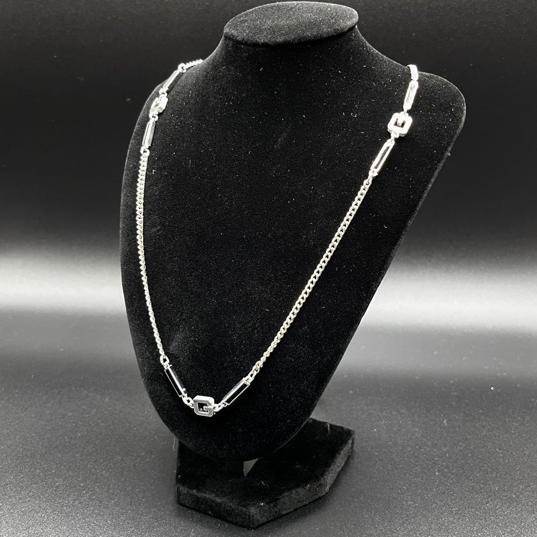 ヴィンテージ GIVENCHY ロングネックレス 74cm Gロゴ チェーン 銀