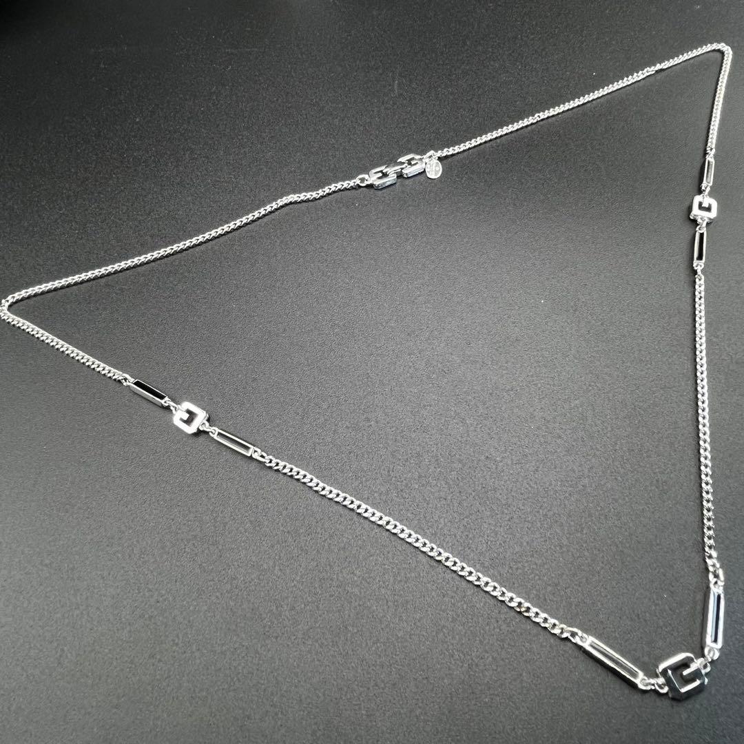 ヴィンテージ GIVENCHY ロングネックレス 74cm Gロゴ チェーン 銀