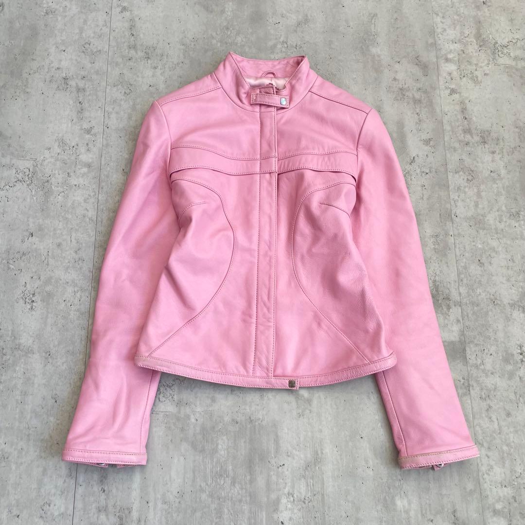 【希少】　ライダースジャケット　短丈　ラムレザー　羊革　アメカジ y2k 平成