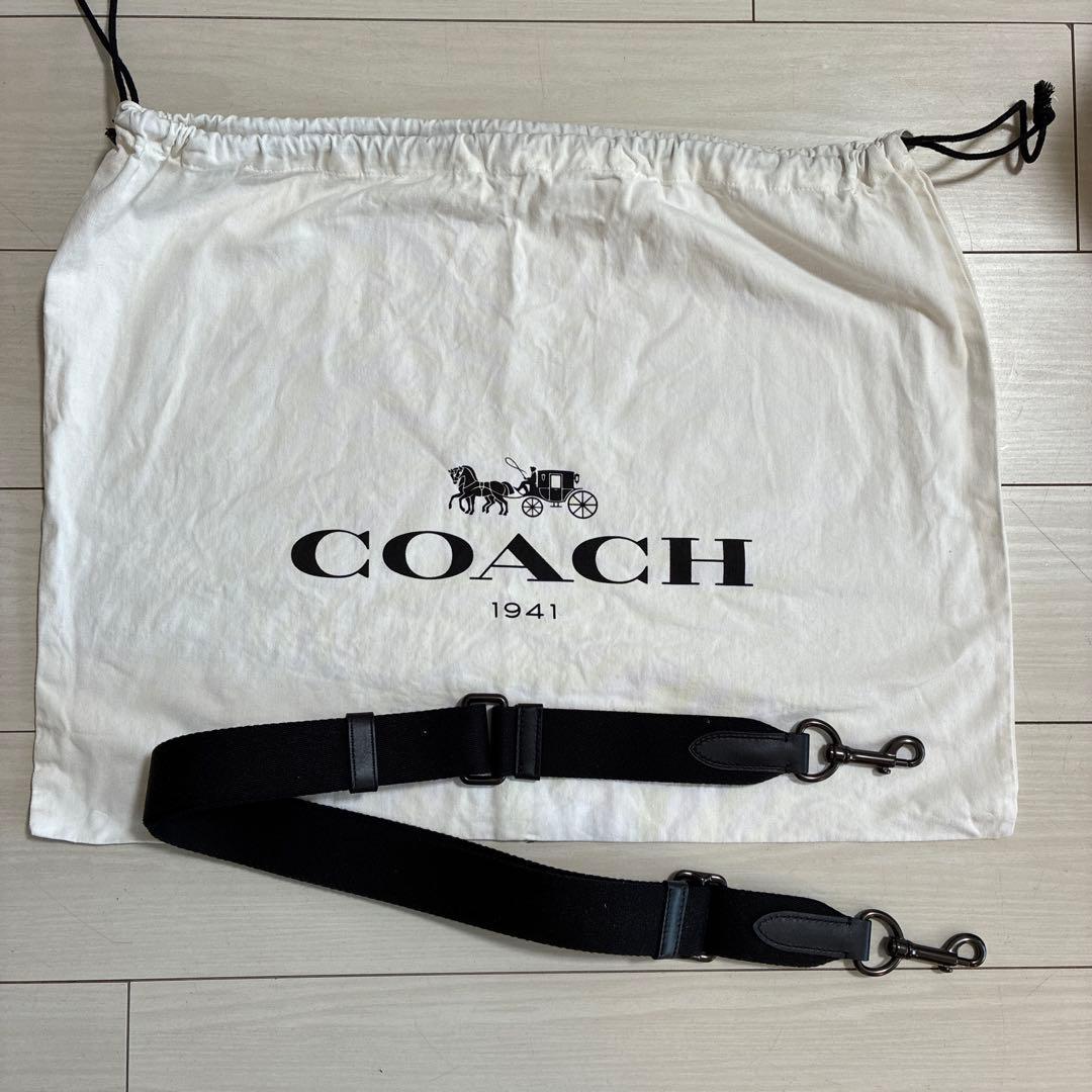 COACH 黒　メトロポリタントートバッグ　革鞄　ビジネスバッグ　肩掛けベルト付