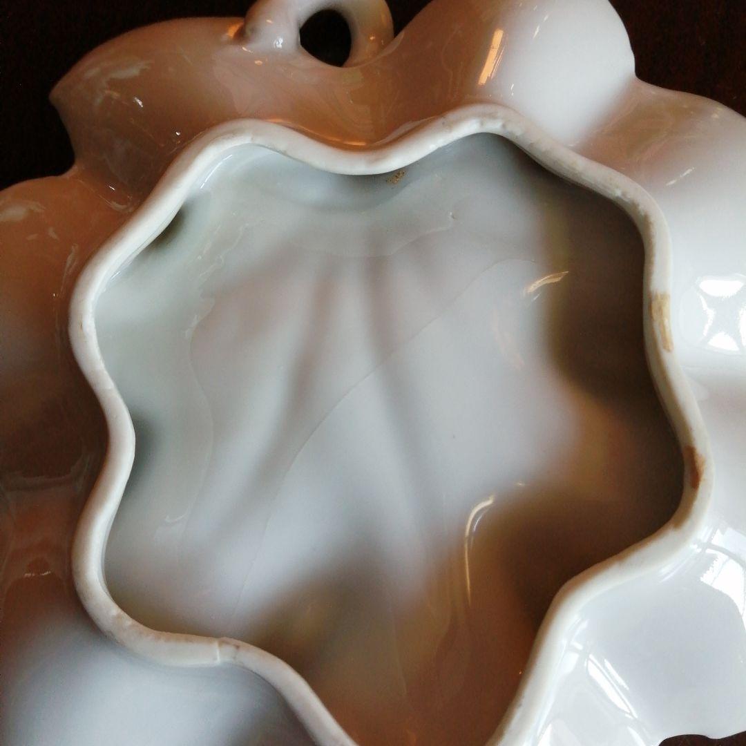 京焼　白磁紅葉形皿　5枚　18.6cm　大正～昭和初期