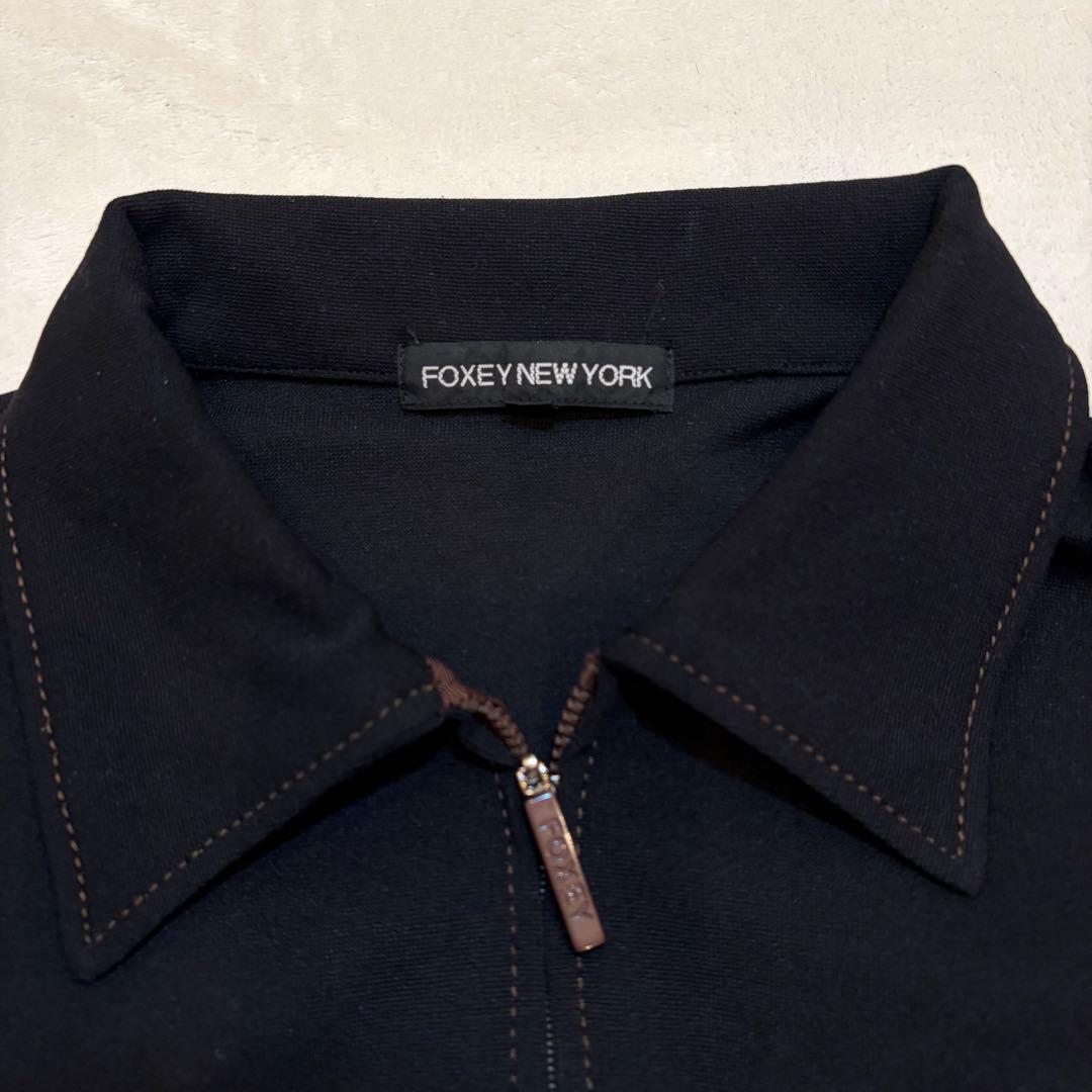FOXEY NEW YORK ジップジャケット 40 黒 ストレッチ フォクシー