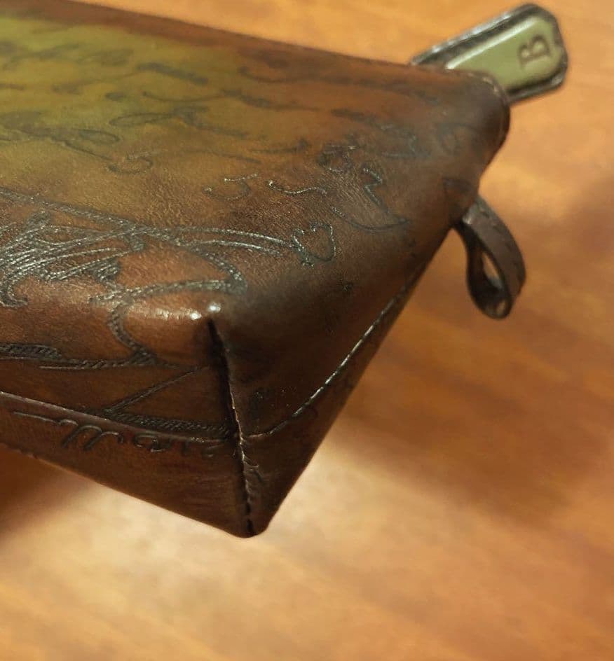 ​【希少・廃盤】ベルルッティ カーキ　オーダー カリグラフィ ペンケース/ポーチ