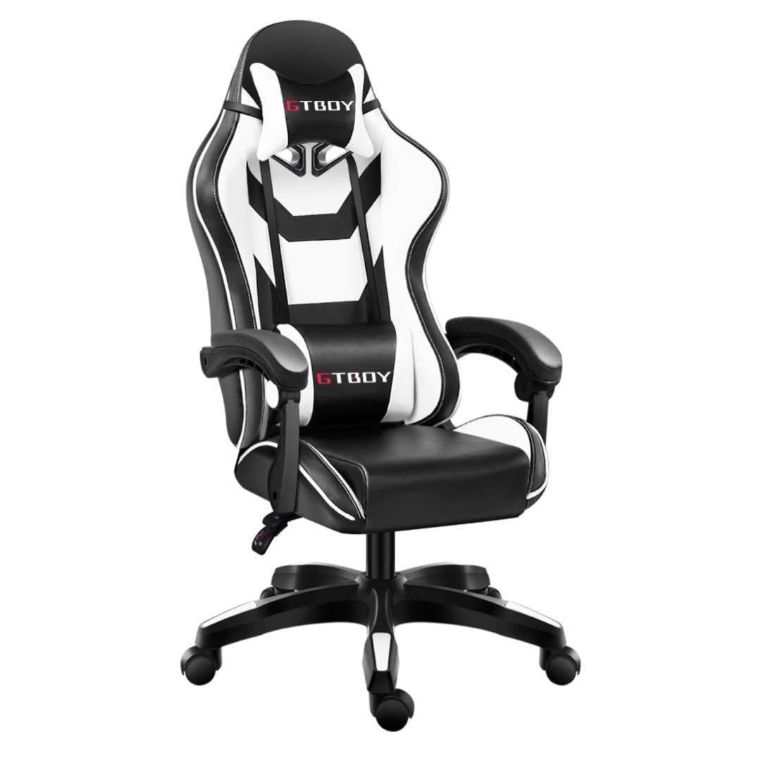 GTBoy ゲーミングチェア オフィスチェア 椅子 デスクチェア 白と黒