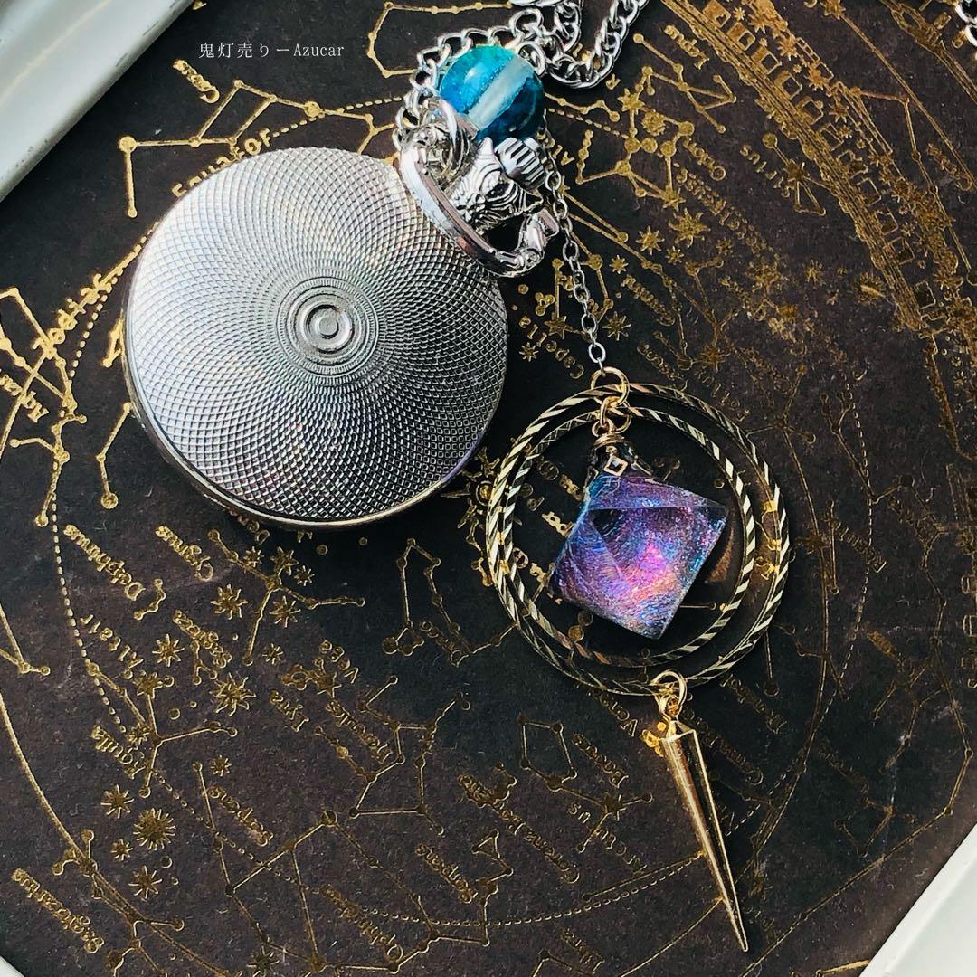 蓄光懐中時計、オルゴナイト付きの天体魔法使いの月の満ち欠け