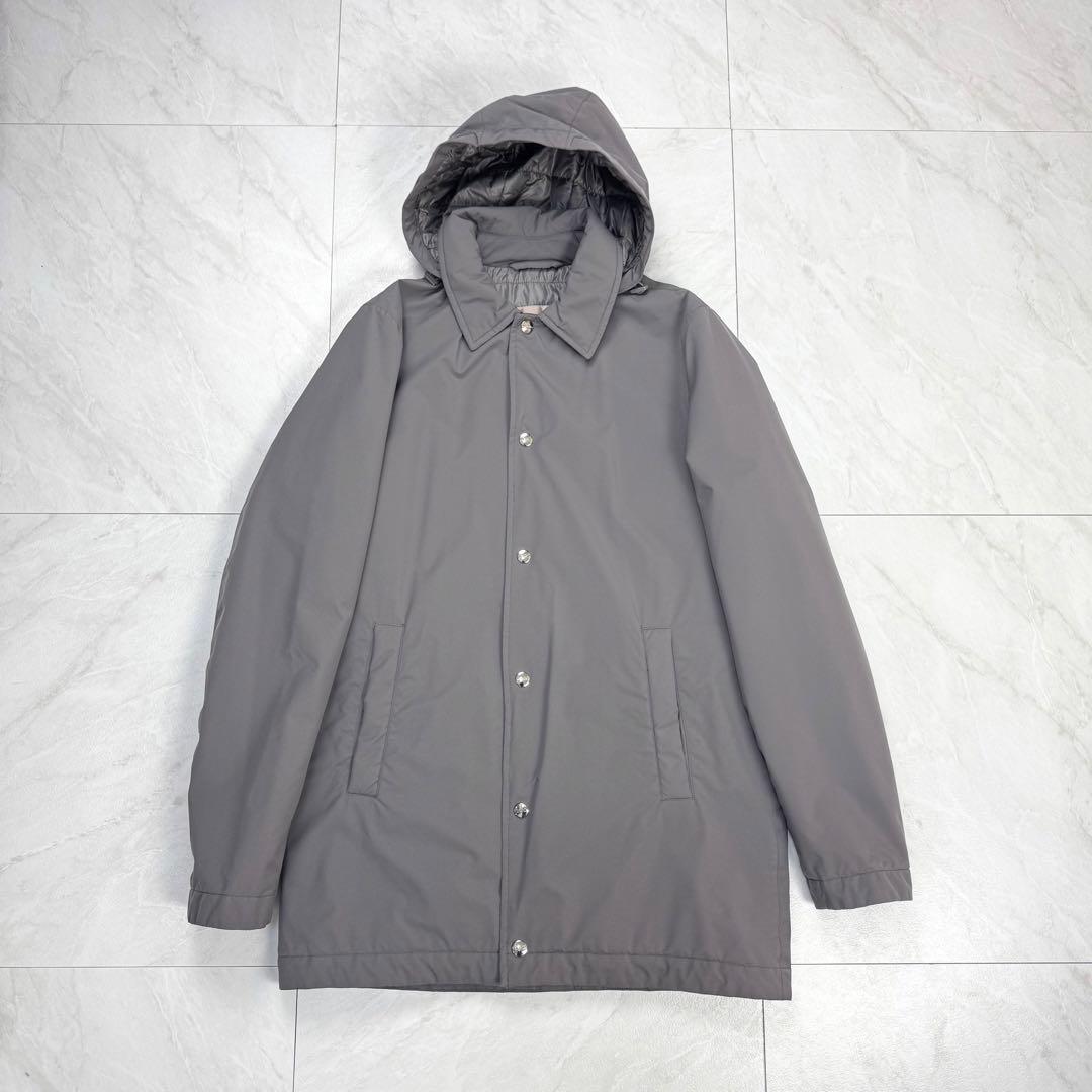 極美品 ヘルノ リゾート フード着脱可 ステンカラーコート グレー 46