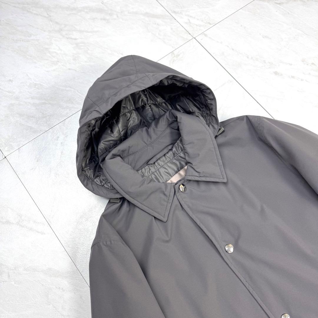 極美品 ヘルノ リゾート フード着脱可 ステンカラーコート グレー 46