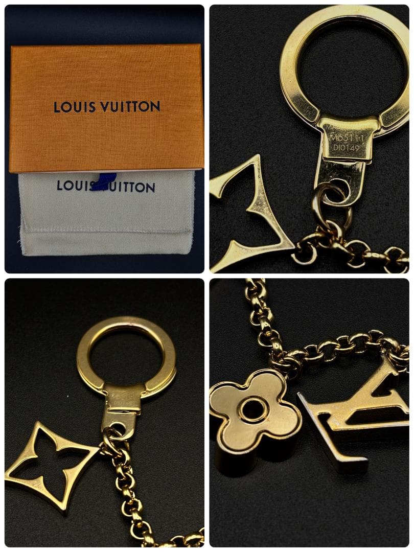 美品　ヴィトン バッグ チャーム チェーン フルール ドゥ モノグラム