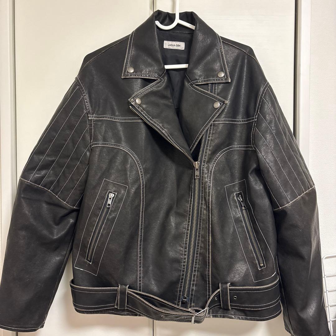 ラグアジェム　レザーライダースジャケット