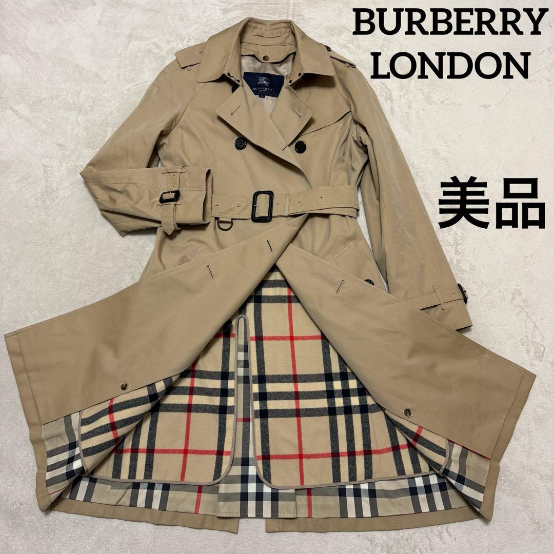 美品バーバリーロンドン　トレンチコート　ライナー付　メガチェック　44 ベージュ
