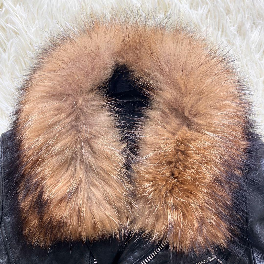 【希少・美品】 ヒステリックグラマー ファー 羊革 シワ加工 ダブルライダース