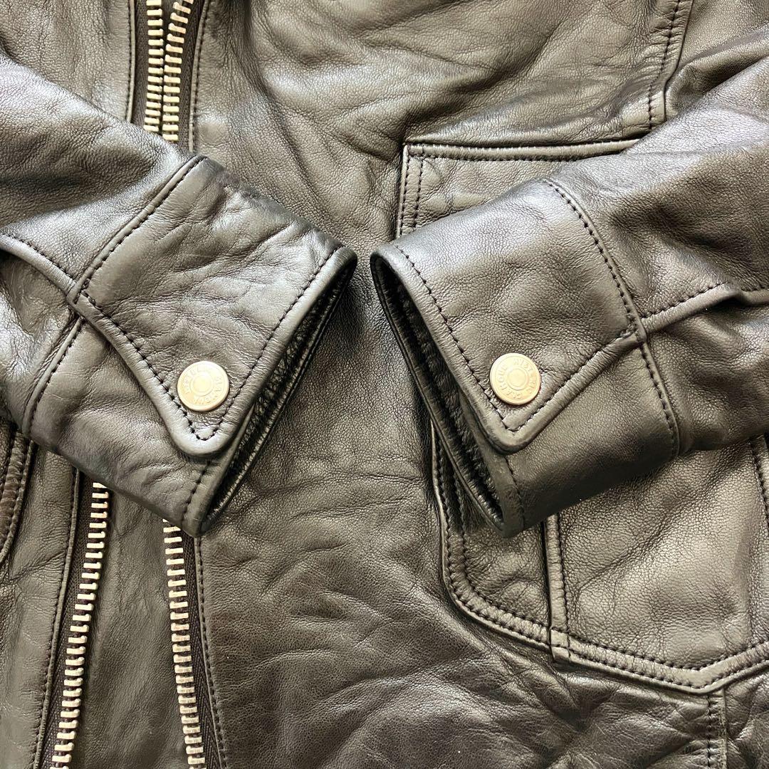 【希少・美品】 ヒステリックグラマー ファー 羊革 シワ加工 ダブルライダース