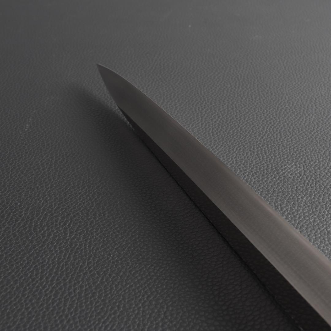 9797 柳刃包丁 尺寸 刺身包丁 刃は究極の切れ味 黒檀黒水牛角白三本巻八角柄