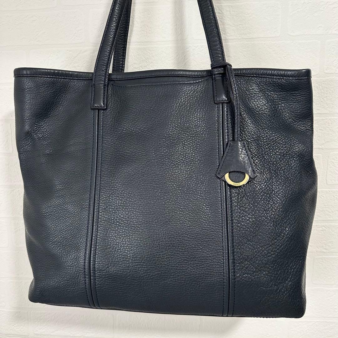 美品　アニアリaniary ビジネストートバッグ　ネイビー　紺　レザー　大容量