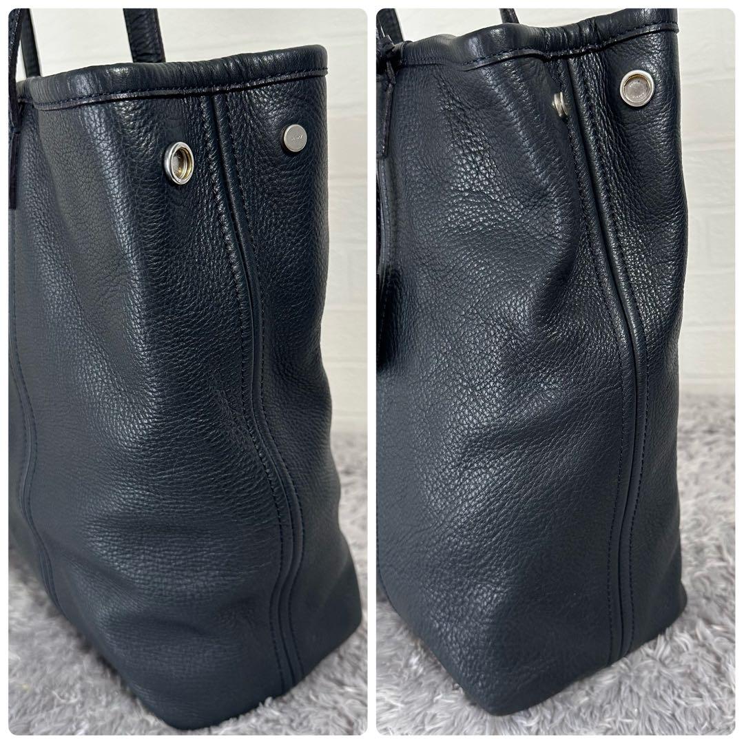 美品　アニアリaniary ビジネストートバッグ　ネイビー　紺　レザー　大容量