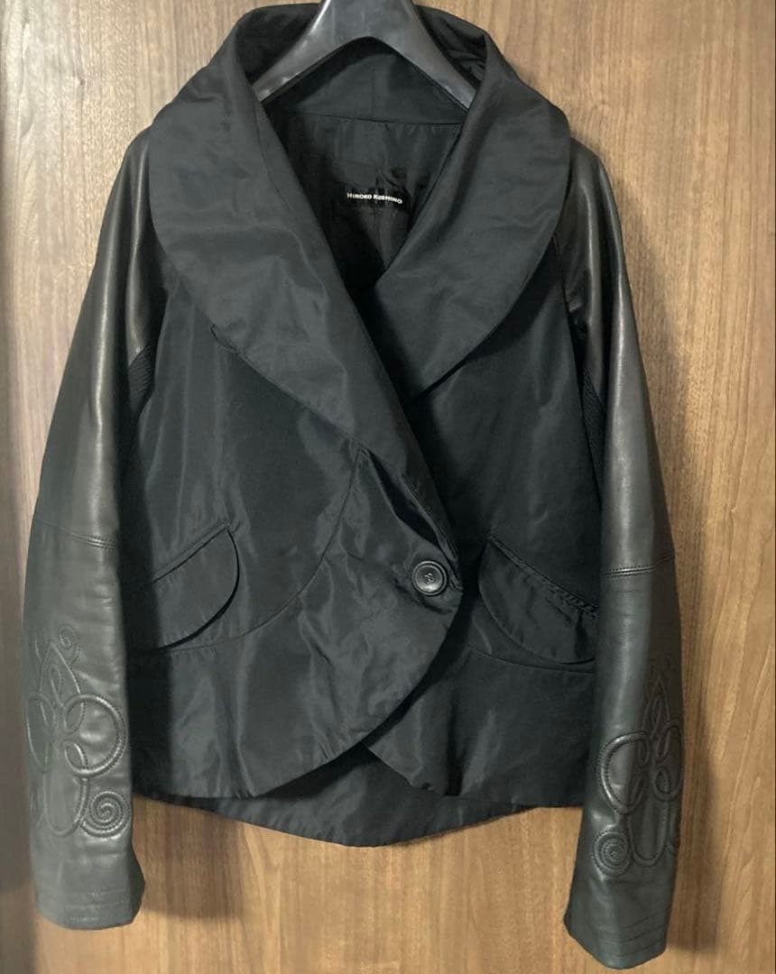 HIROKO KOSHINO コシノヒロコ ラムレザーコンビジャケット ブルゾン