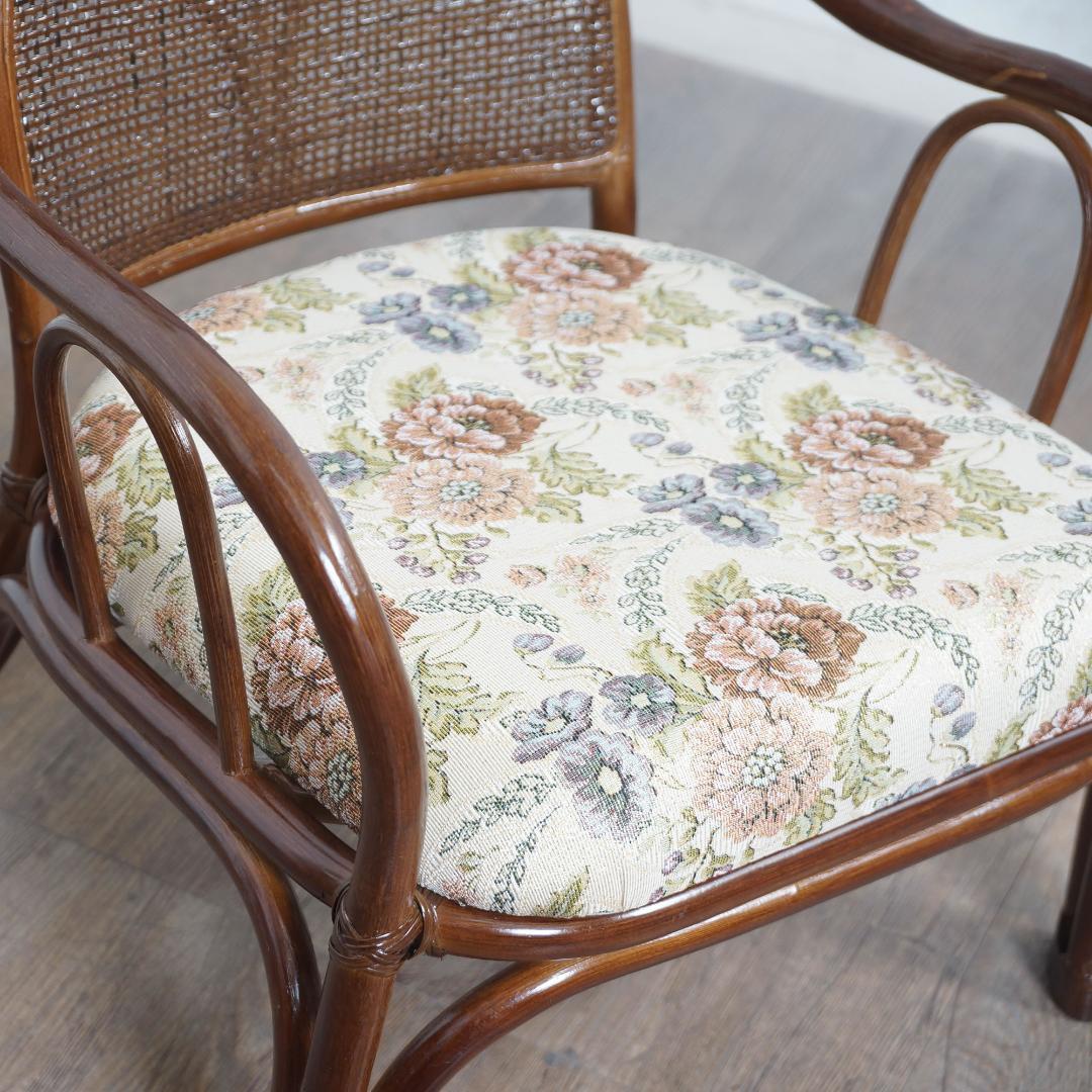 【新品】天然　籐　ラタン　座椅子　ジャガード生地　和モダン　アウトレット