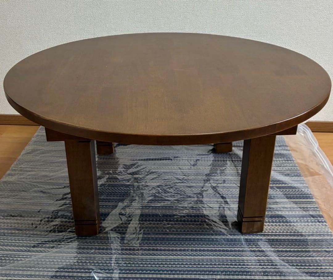 丸いちゃぶ台　折りたたみ式円形テーブル 直径70cm ダークブラウン　昭和レトロ
