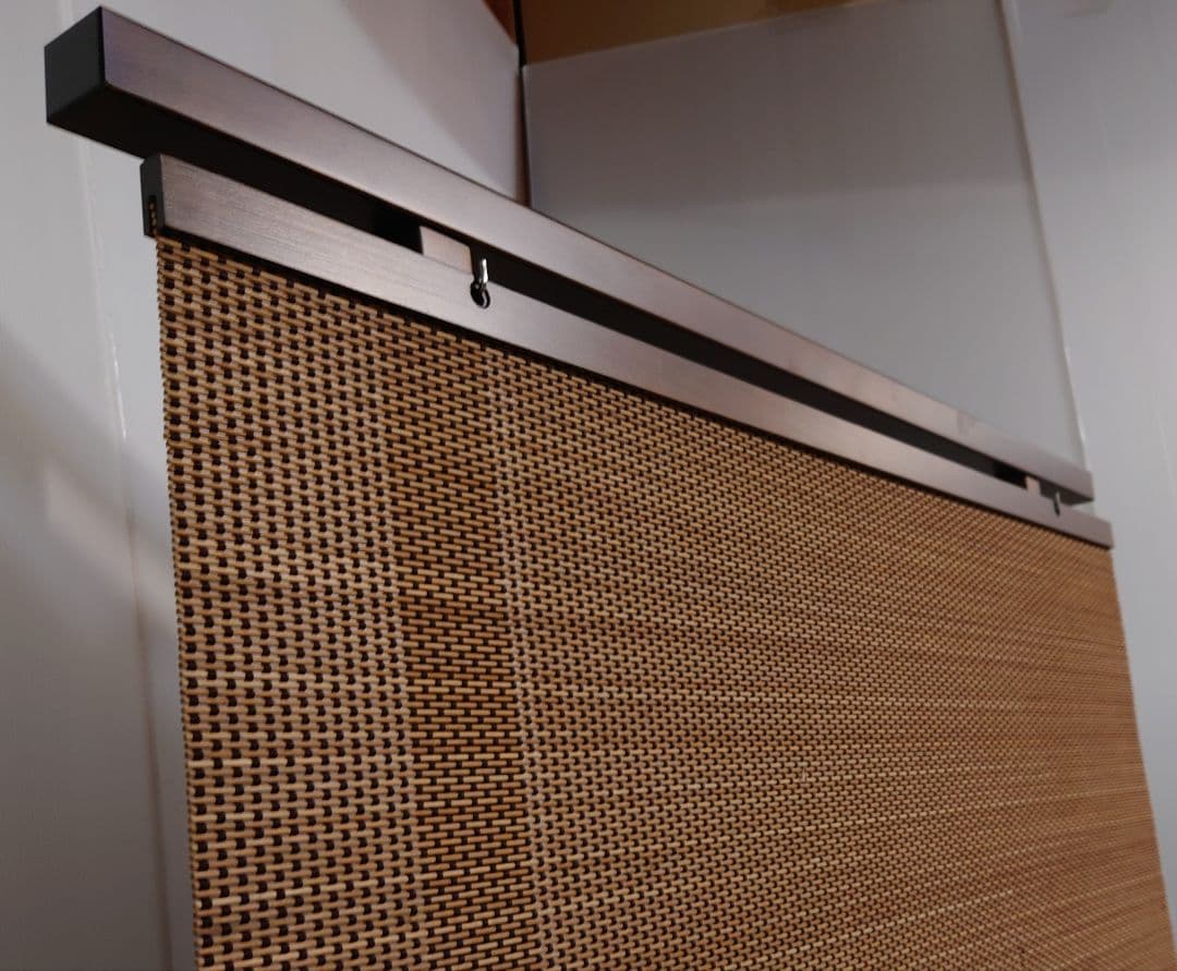 衝立　天然竹タペストリー調間仕切り衝立　パーテーション　変わり織り竹簾使用