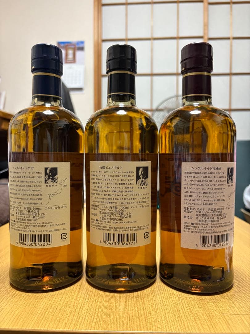 ニッカウイスキー 竹鶴 余市 宮城峡 3本セット