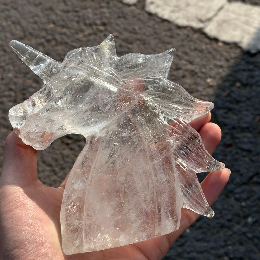 天然石水晶のユニコーン　置物ご購入前に在庫確認必要G.216