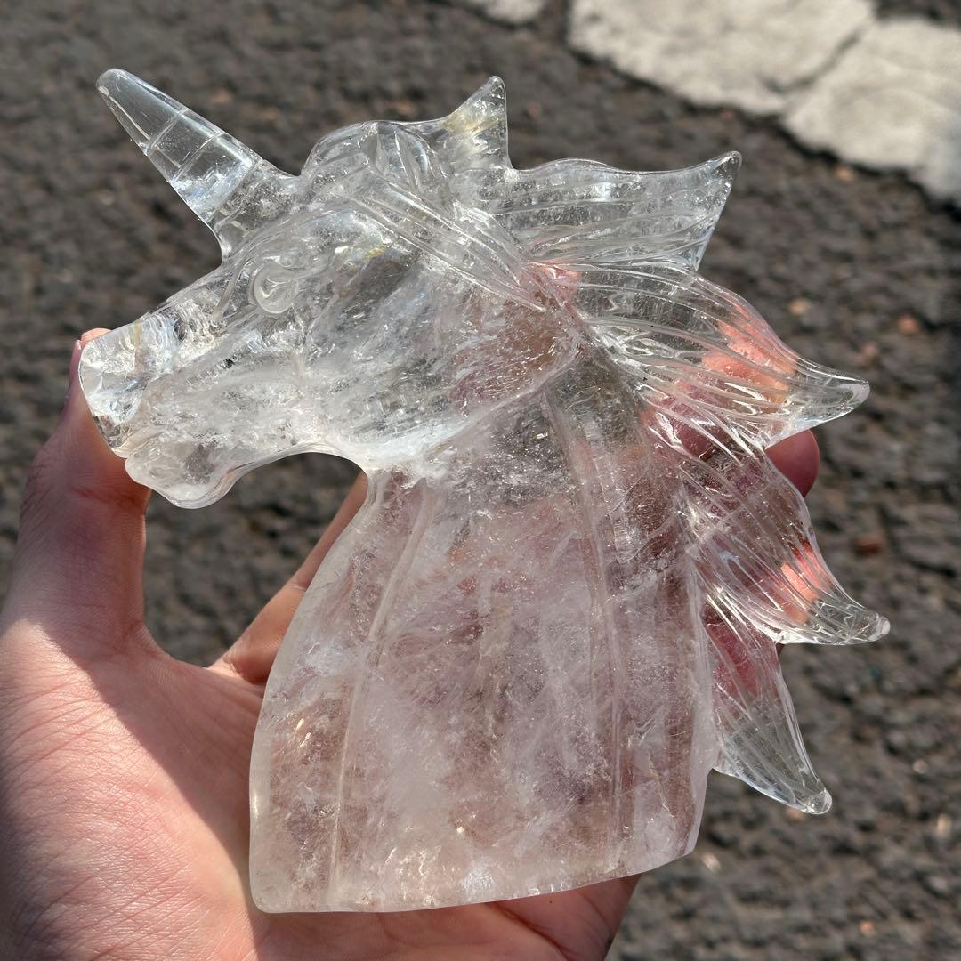 天然石水晶のユニコーン　置物ご購入前に在庫確認必要G.216