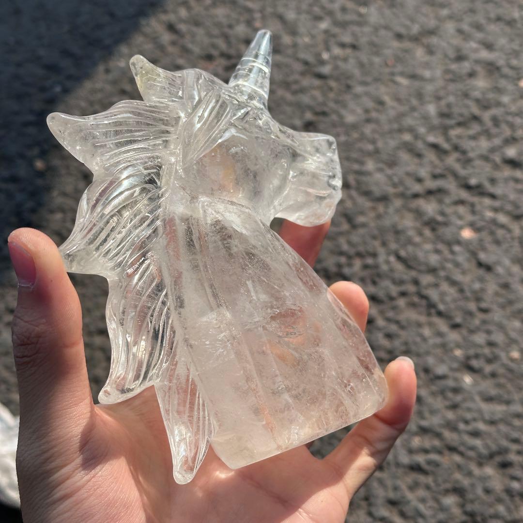 天然石水晶のユニコーン　置物ご購入前に在庫確認必要G.216